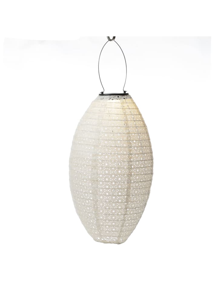 MARELIDA 2x LED Solar Lampion oval mit Blumenmuster H: 38cm in weiß günstig kaufen onesize
