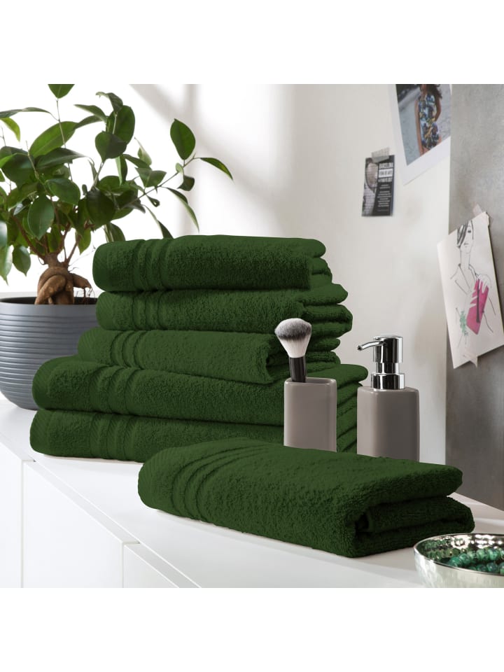 REDBEST Frottier Frottier-Set uni 6-tlg. New York in dunkelgrün günstig kaufen onesize
