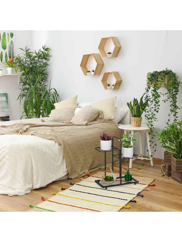 relaxdays Pflanzenständer in Schwarz - (B)44 x (H)50,5 x (T)22 cm günstig kaufen onesize