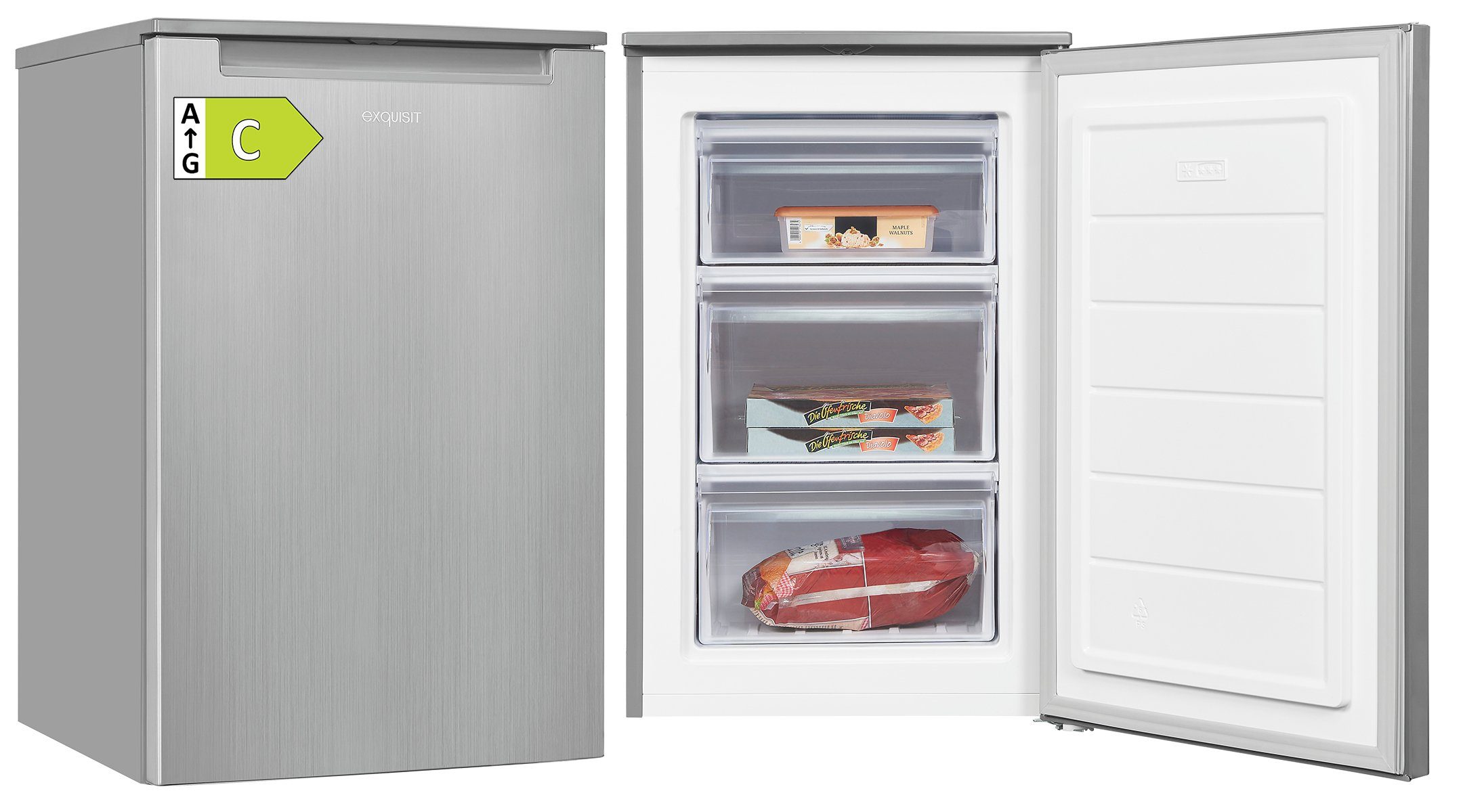 exquisit Gefrierschrank GS1081-040C inoxlook, 85,5 cm hoch, 54,5 cm breit