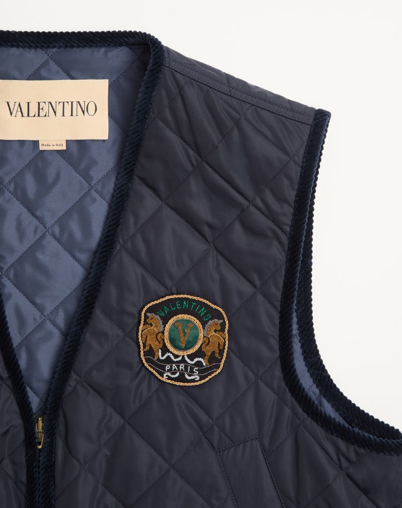 Valentino letvægts nylonvest med broderet Valentino-mærke