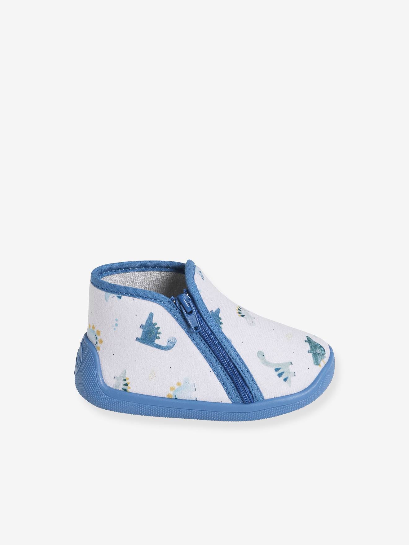 Chaussons zippés bébé garçon fabriqués en France gris imprimé