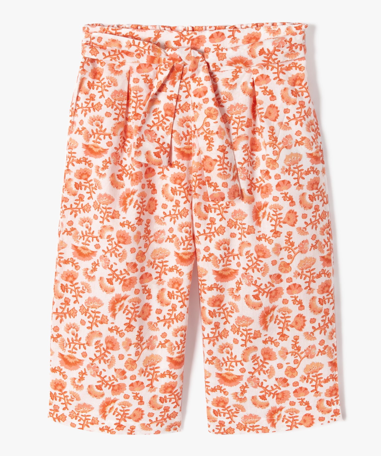 Pantalon bébé fille large à fleurs et touches pailletées blanc | GEMO