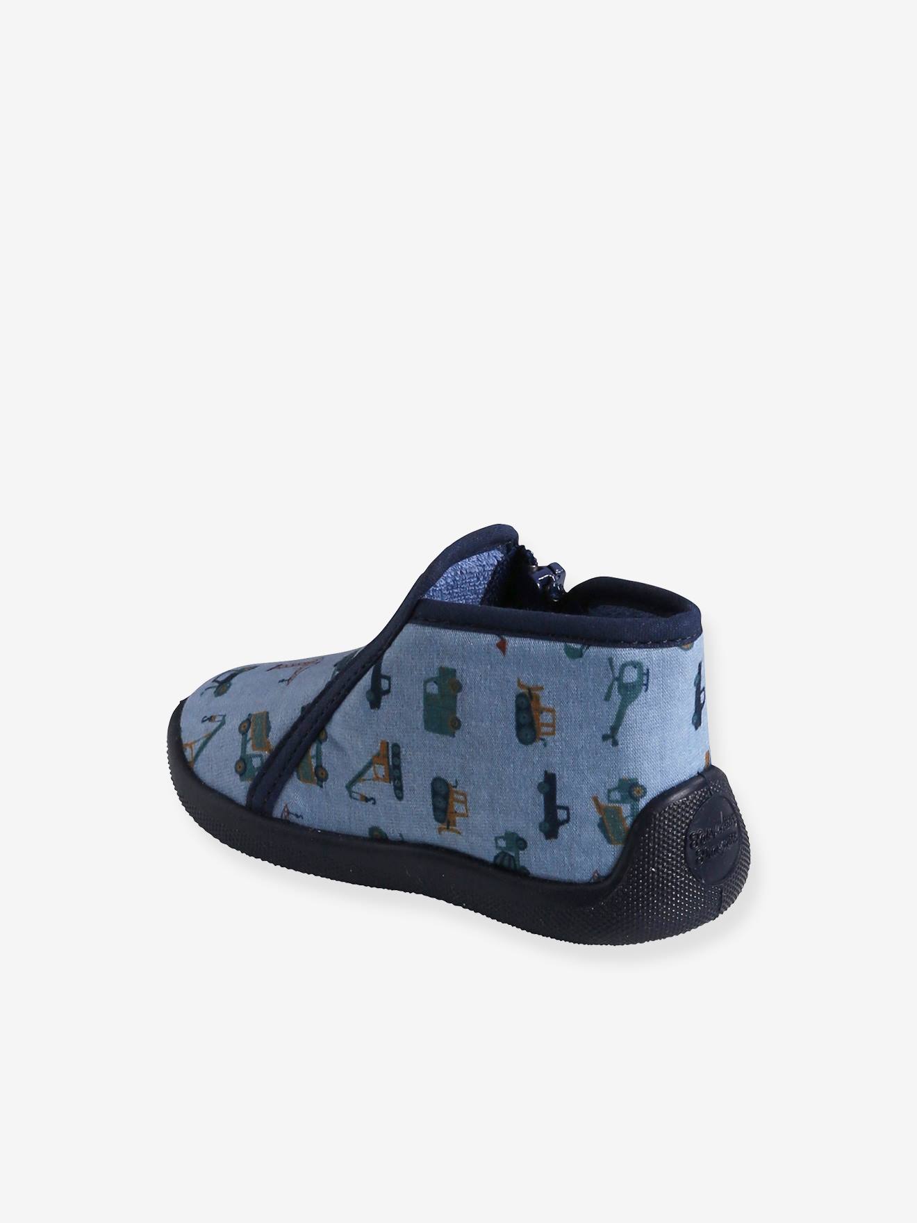 Chaussons zippés bébé fabriqués en France gris imprimé