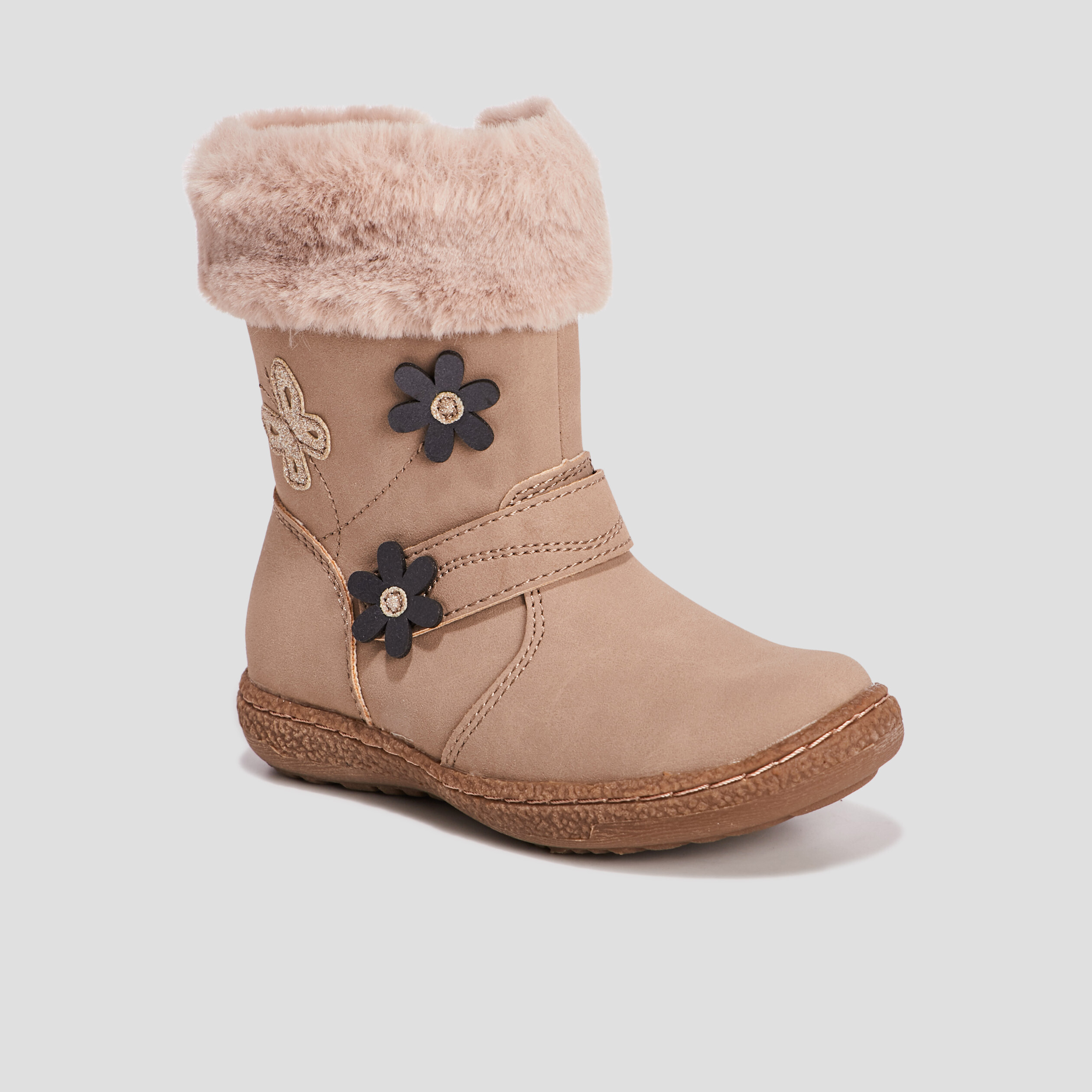 Bottes avec fausse fourrure sable fille | La Halle