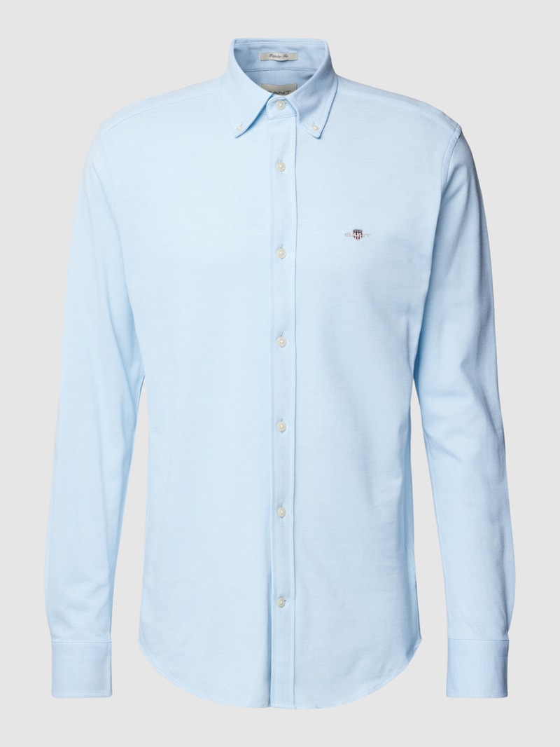 Regular Fit Freizeithemd mit Button-Down-Kragen Modell 'PIQUE' in bleu