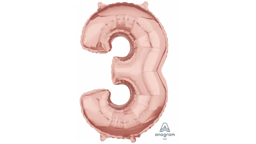 Amscan - Folienballon Zahl 3 rose-gold 26