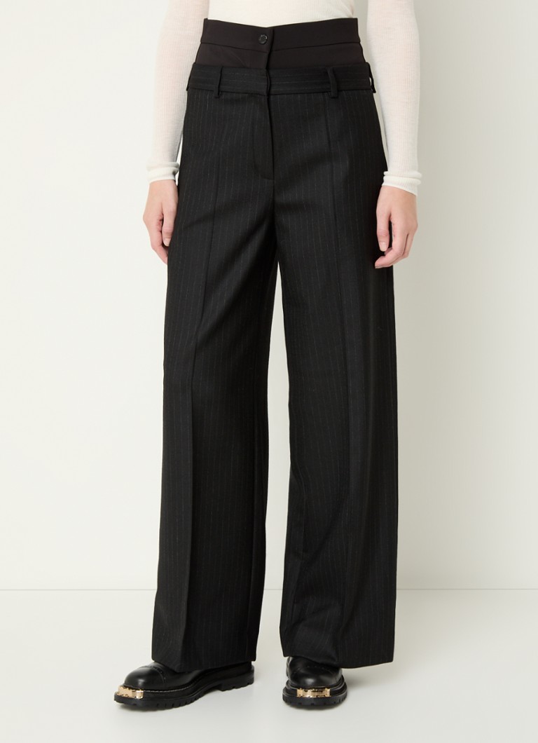 Sandro High waist wide fit trousers with pinstripe