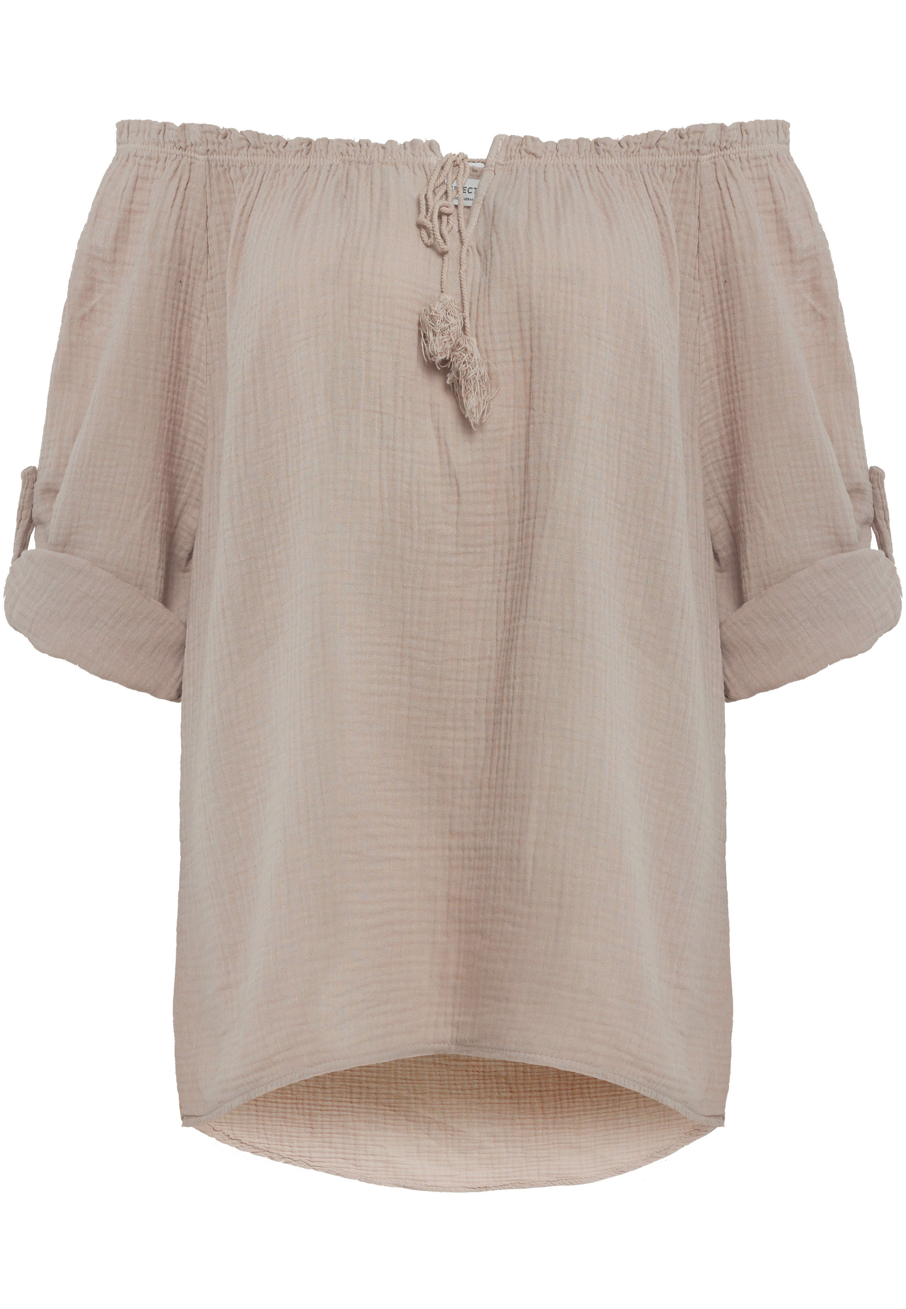 PM SELECTED Carmenbluse PM-09 (Verspielte Damen Musselin Carmen Bluse)