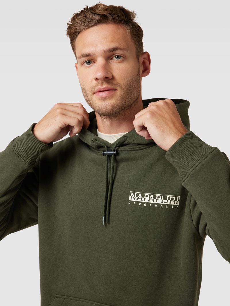 Hoodie mit Label-Print in olivgrün