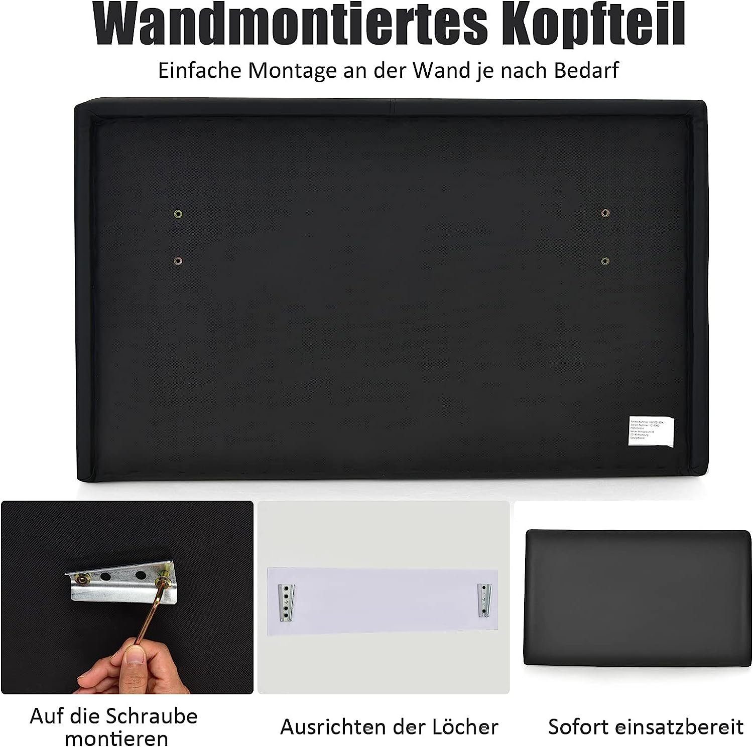 KOMFOTTEU Kopfteil Wandkissen, aus PU, in Doppelgröße