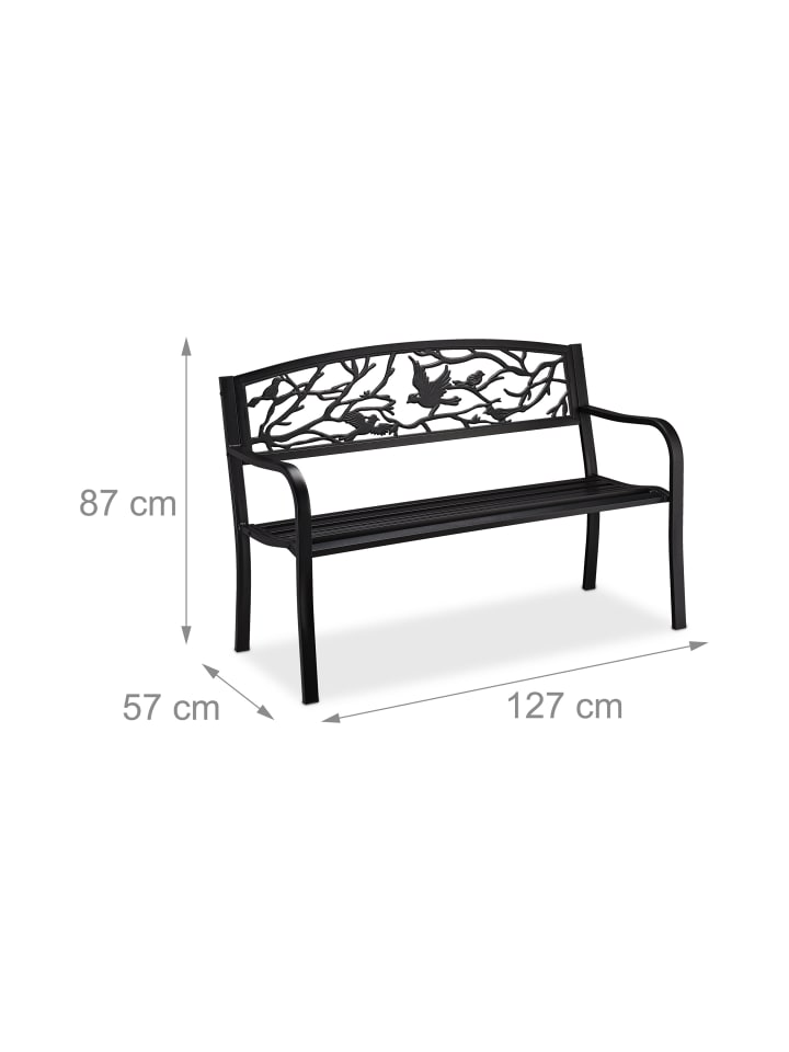 relaxdays Gartenbank 2 Sitzer in Schwarz günstig kaufen onesize