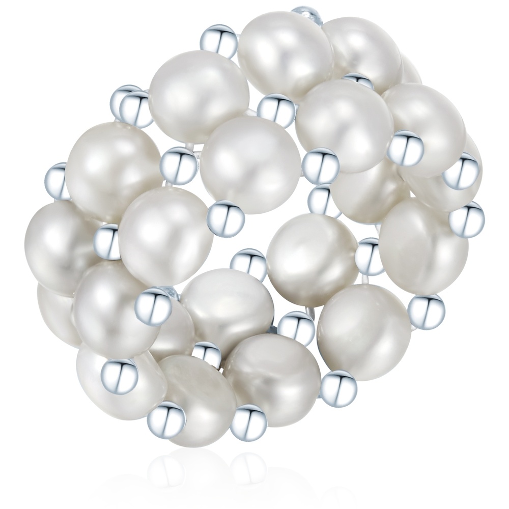 Valero Pearls Bague avec perle Perle de culture d'eau douce Perle de culture d'eau douce en Gri Bague
