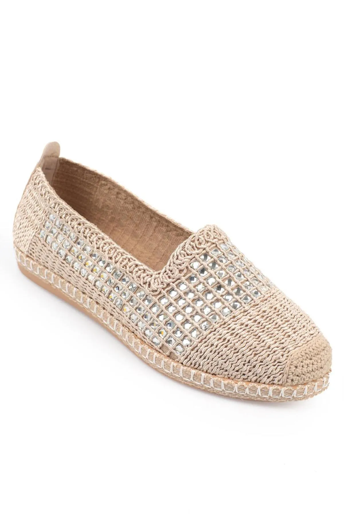Capone Outfitters  Capone Oval Toe Stone Beige Damen-Slip-On-Seil-Espadrille