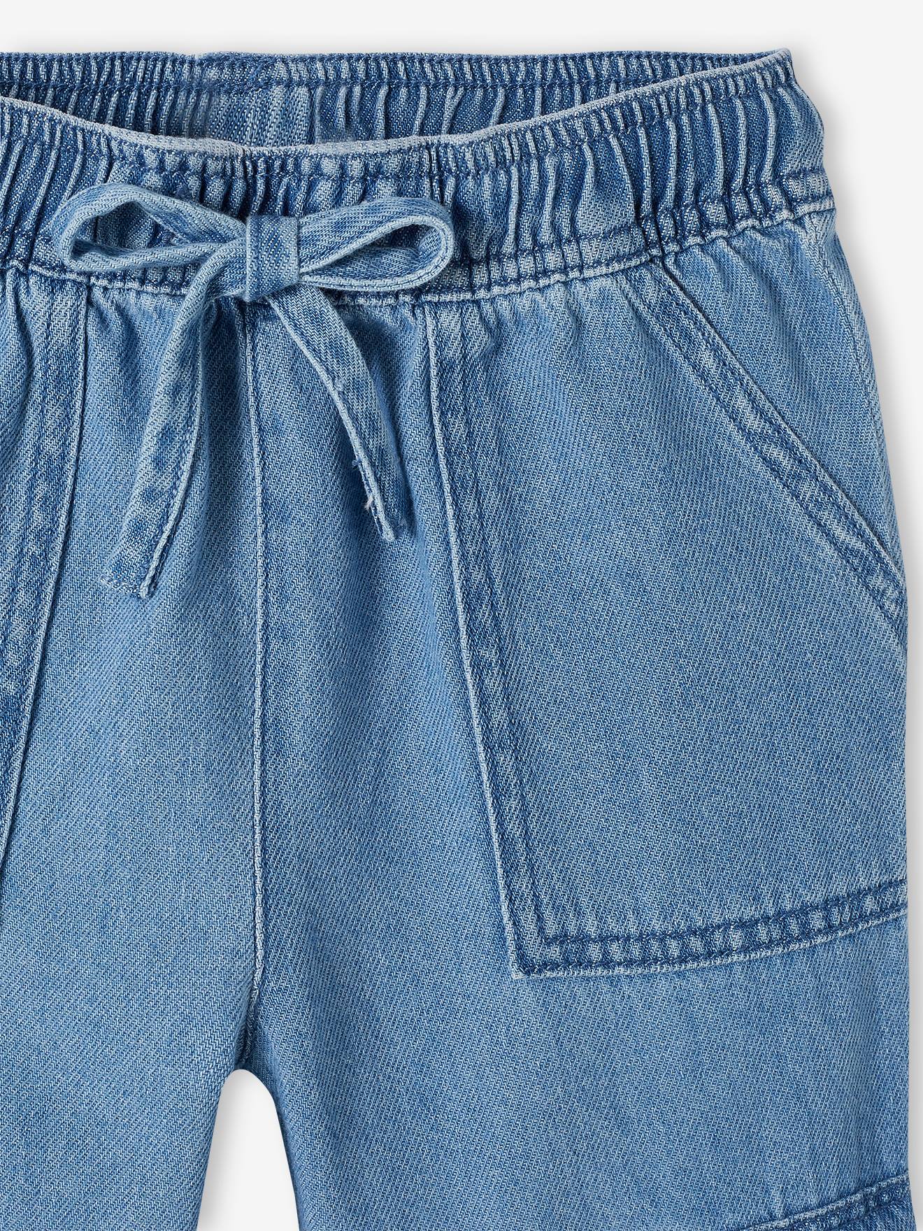 Vertbaudet Mädchen Cargo-Jeans mit Schlupfbund Oeko-Tex - blue stone