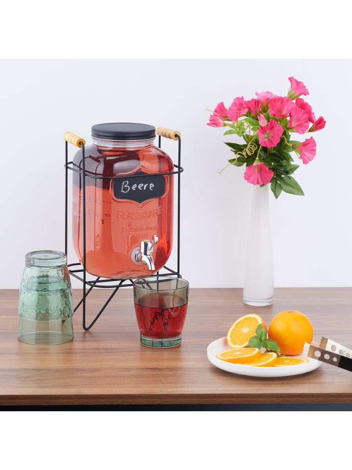relaxdays Getränkespender in Transparent/ Schwarz - 4 l günstig kaufen onesize
