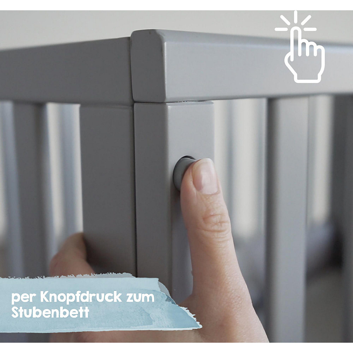 Stuben- & Beistellbett 3in1 mit Barriere roba Style grau
