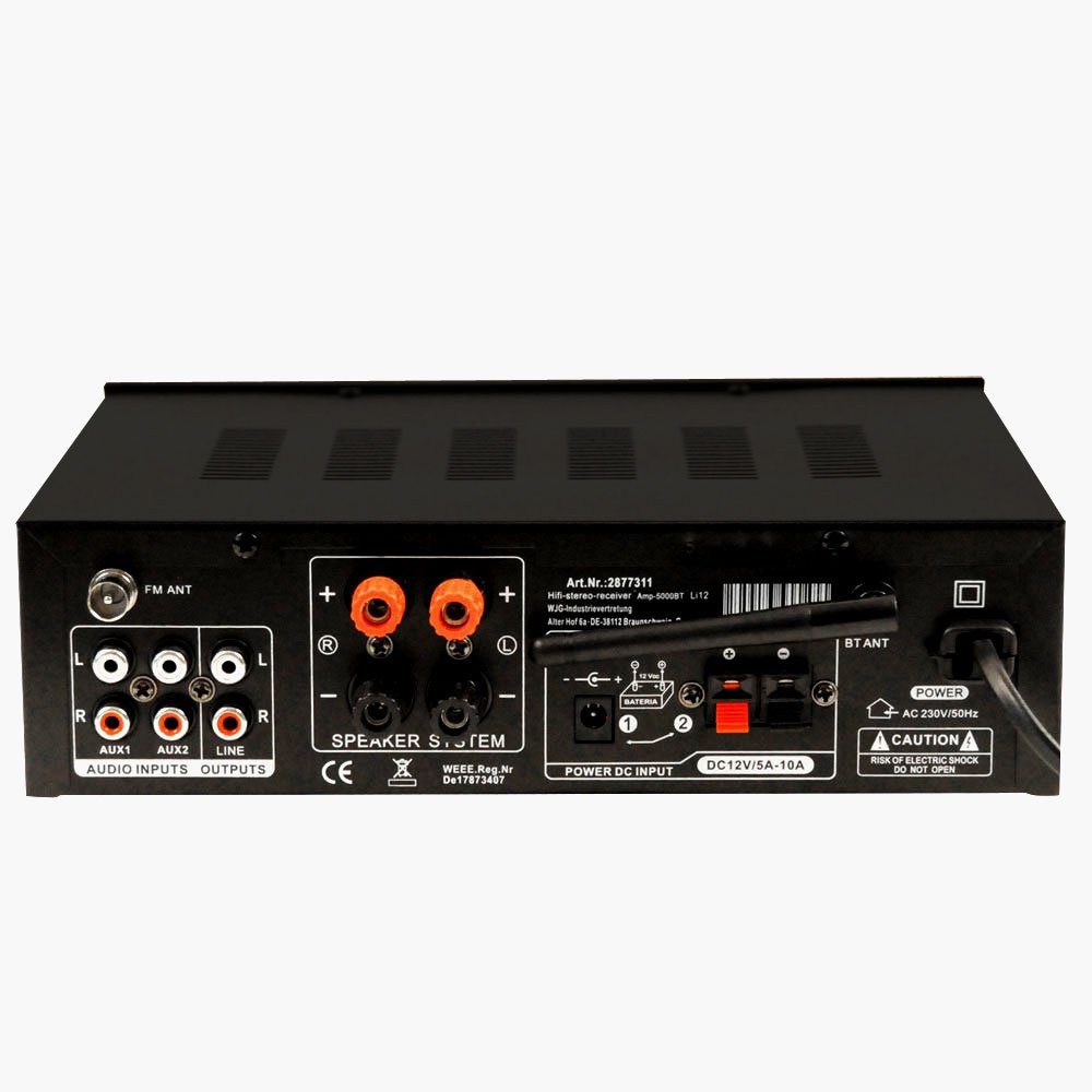 WJG Industrievertretung Verstärker (Stereo Receiver FM Radio Tuner Verstärker Bluetooth USB SD MP3)