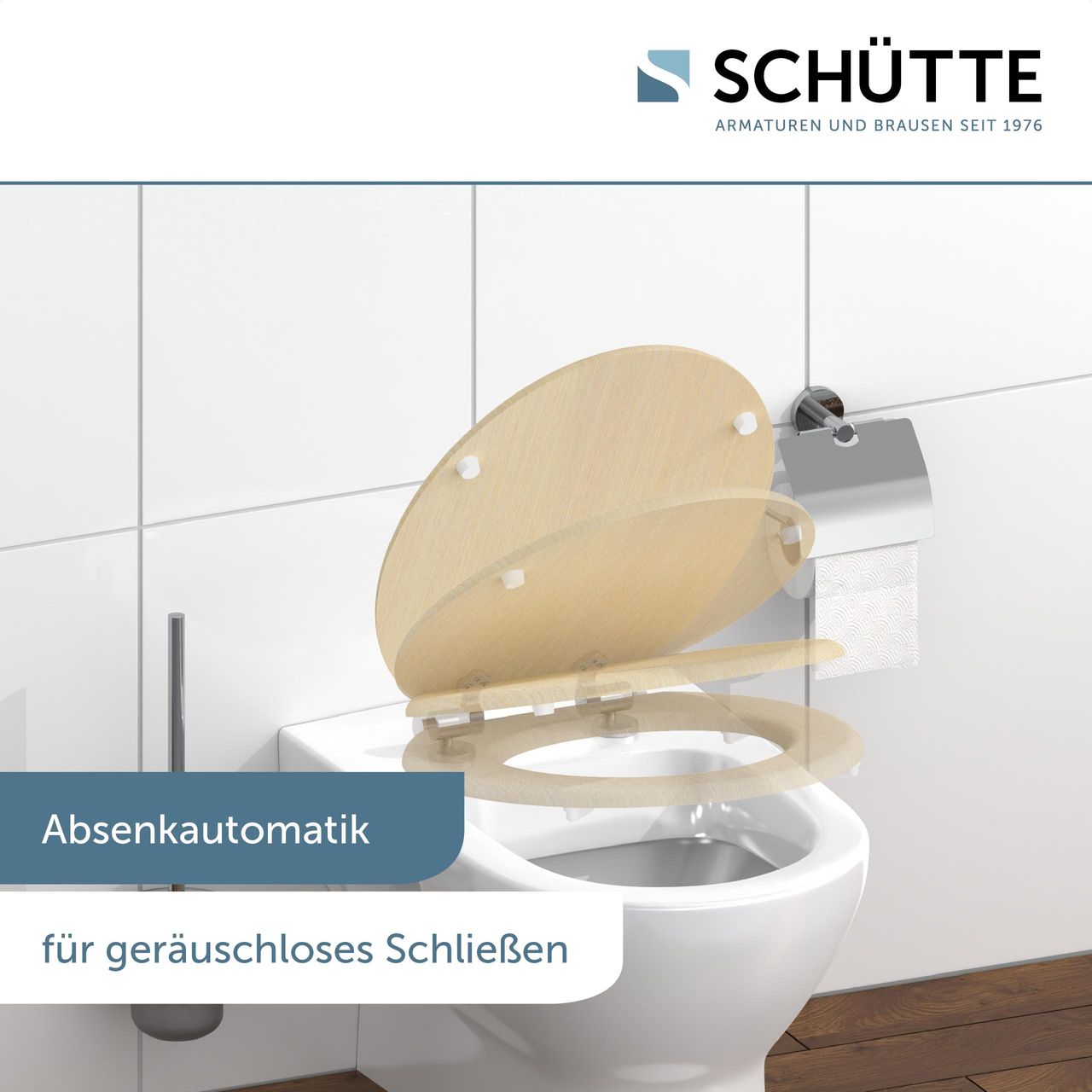 Schütte MDF WC Sitz NATURAL WOOD,Toilettendeckel mit Absenkautomatik, Holzkern
