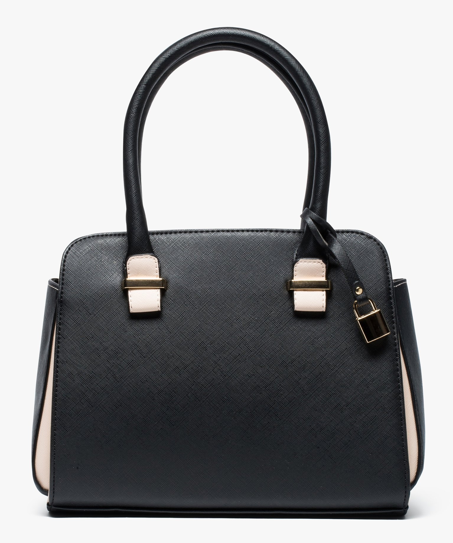 Sac à main femme forme trapèze bicolore noir | GEMO