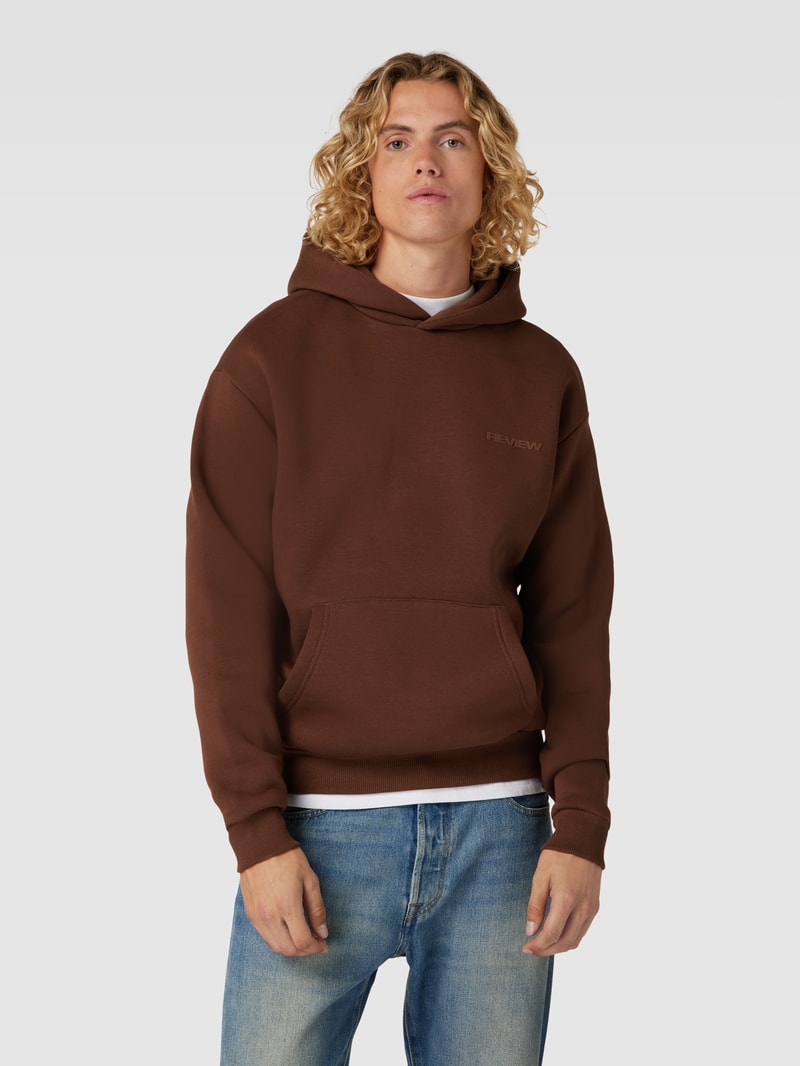 Hoodie mit Label-Print in dunkelbraun