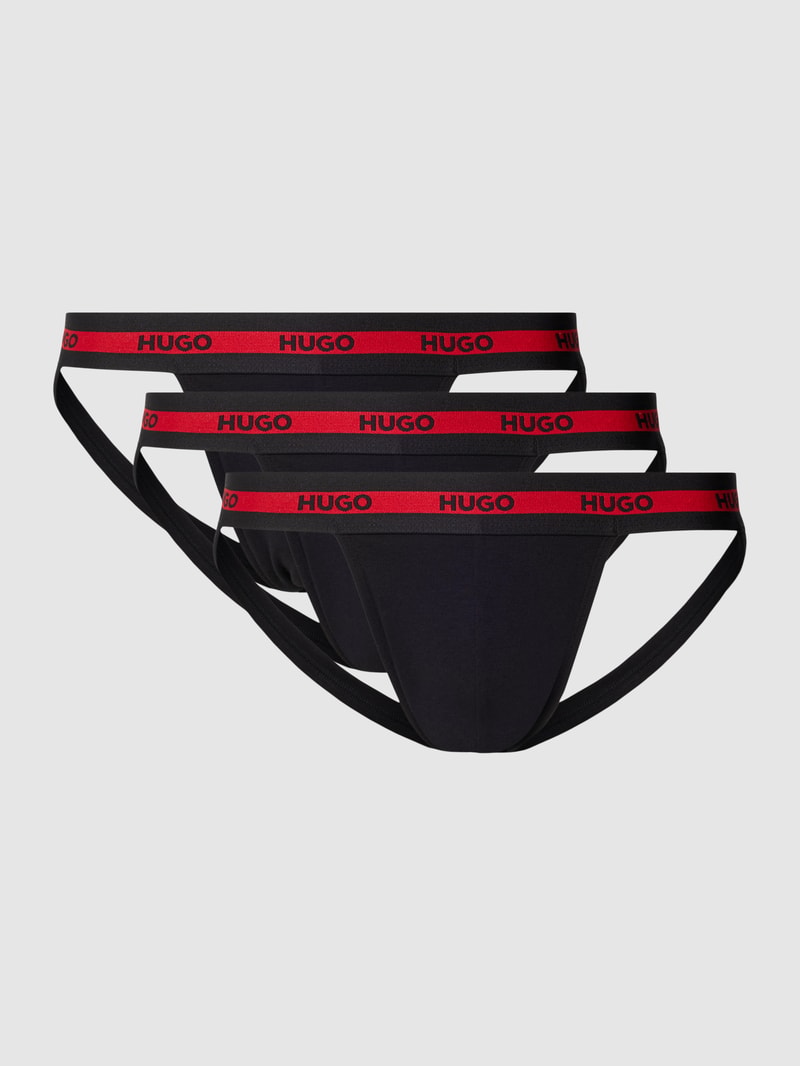 Jockstrap mit elastischem Logo-Bund im 3er-Pack in schwarz
