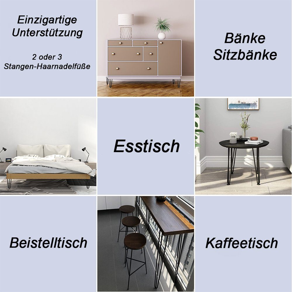 Melko Tischbein Tischgestell Hairpin Tischbeine 4er-Set Schwarz Silber Leg Haarnadelbeine Stahl Tisch Tischkufen Legs Esstisch Harpins Tischbein, Bodenschoner