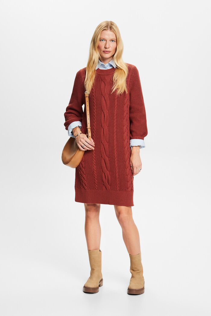 Zopfstrick-Pulloverkleid aus Wollmix