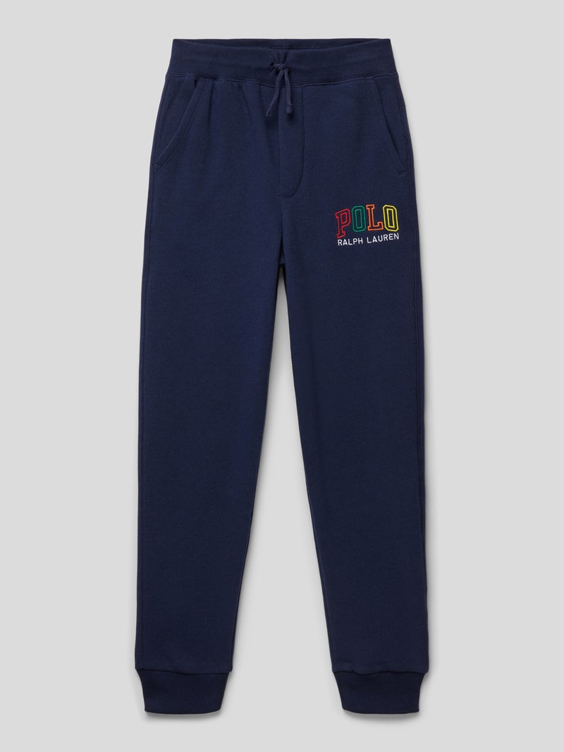 Sweatpants mit Label-Stitchings in marineblau