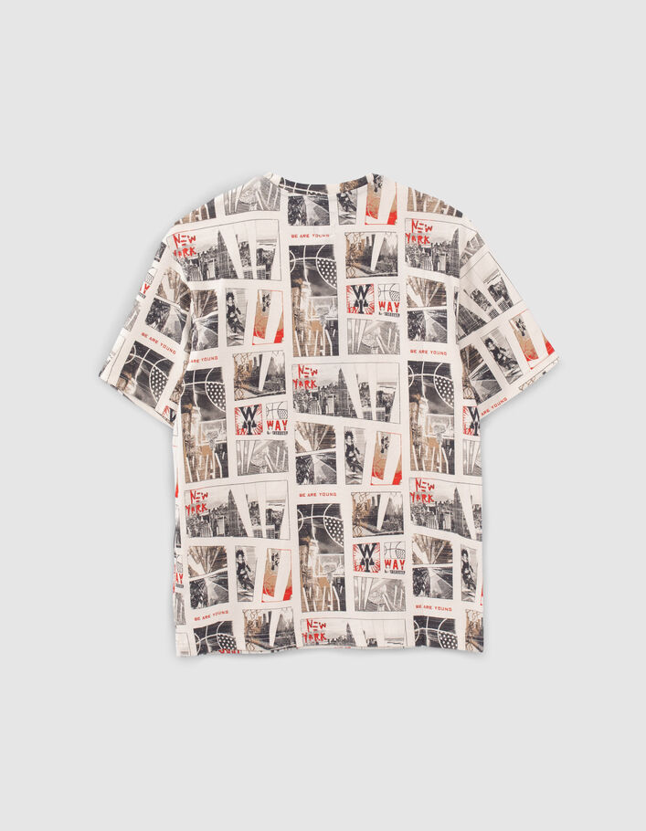 T-shirt écru photos NYC et basketball garçon