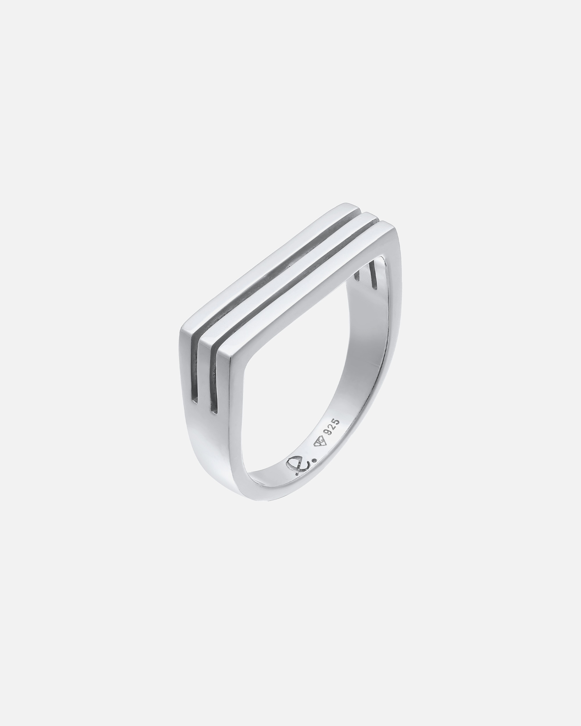 Anello da donna Elli PREMIUM, sigillo rettangolare con scanalature in argento sterling 925 rodiato