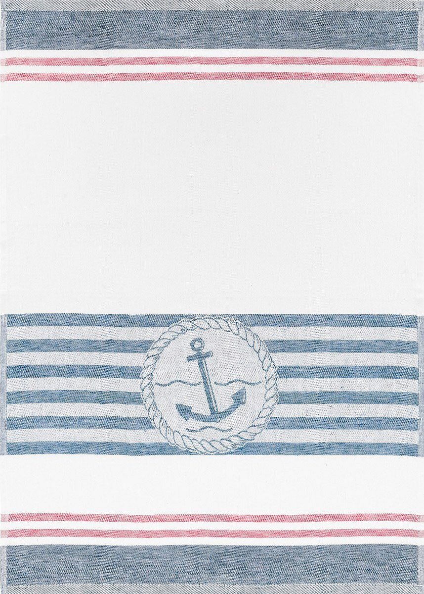 Kracht Geschirrtuch Nautic, (Set, 3-tlg., Set), 3er Pack Geschirrtücher (3 Stück), ca. 50x70cm, Halbleinen Jacquard