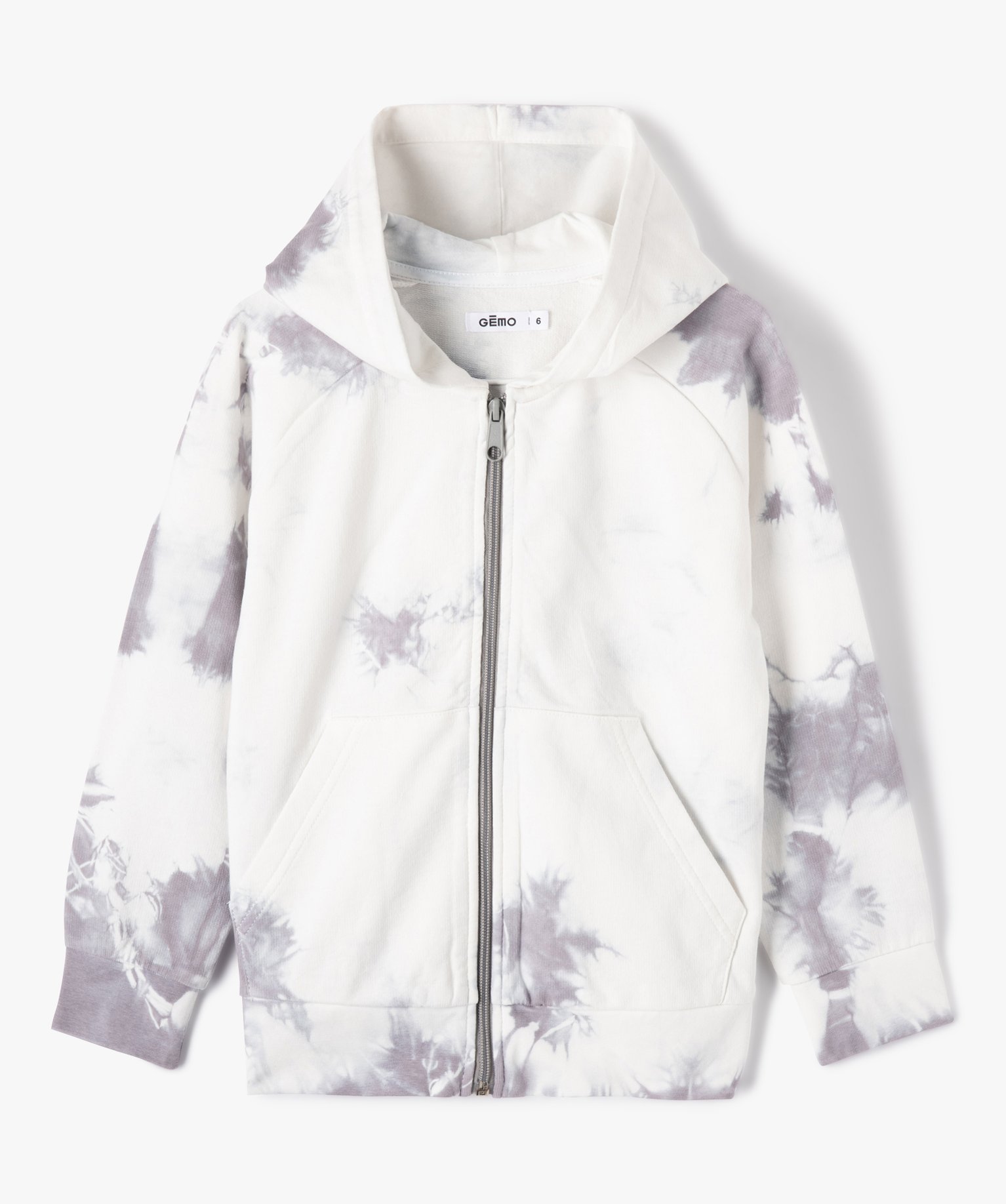 Sweat Garçon à capuche zippé imprimé esprit tie and dye imprime | GEMO