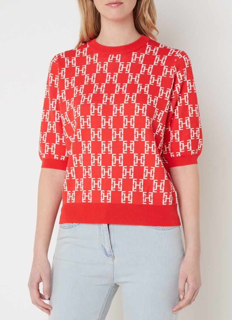 Fifth House Adela fine knit top with logo print