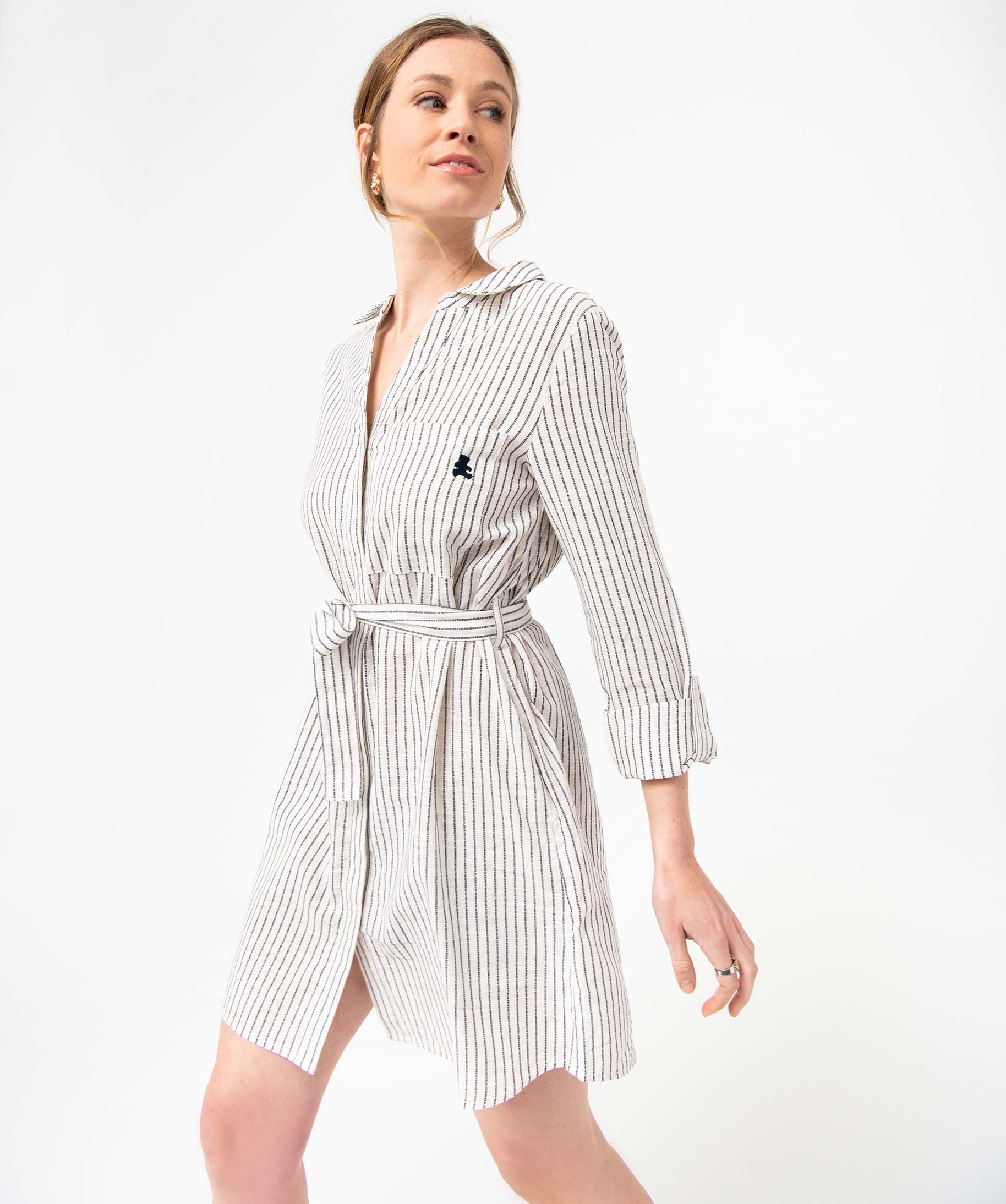 Robe chemise femme à manches longues rayée - LuluCastagnette raye | GEMO