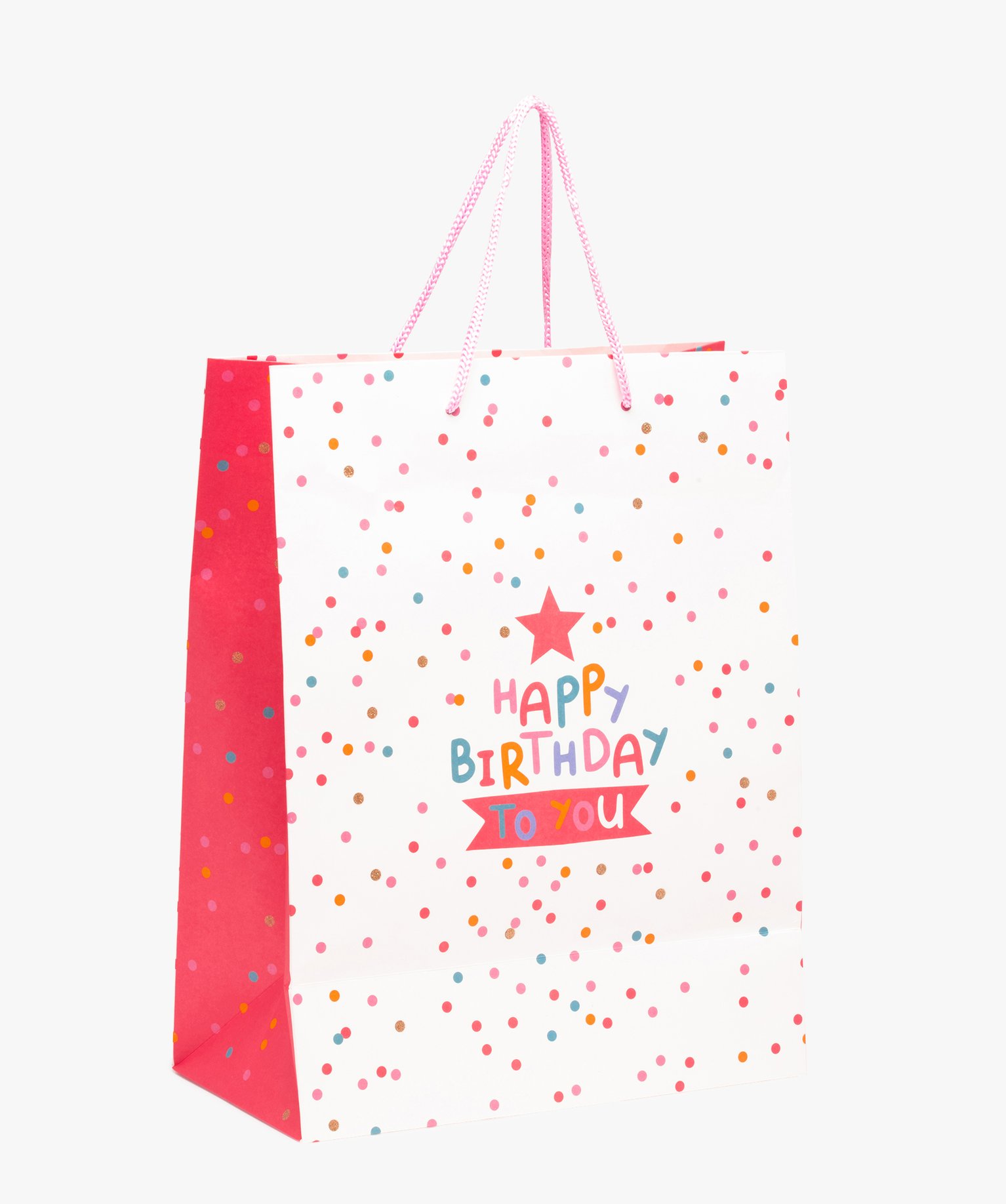 Sac cadeau anniversaire en papier recyclé rose | GEMO