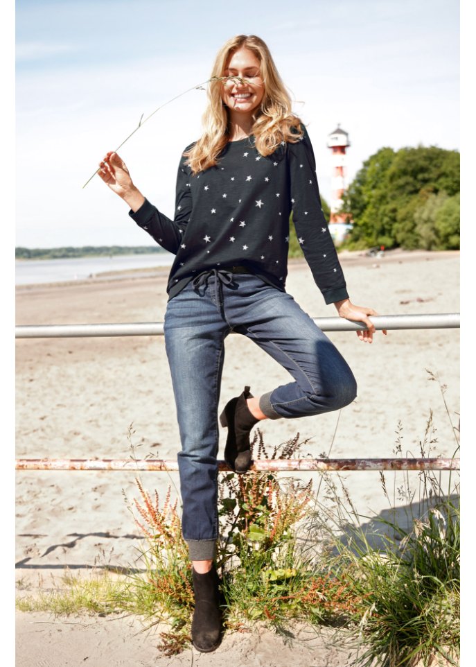 Bedrucktes Langarmshirt aus Baumwolle