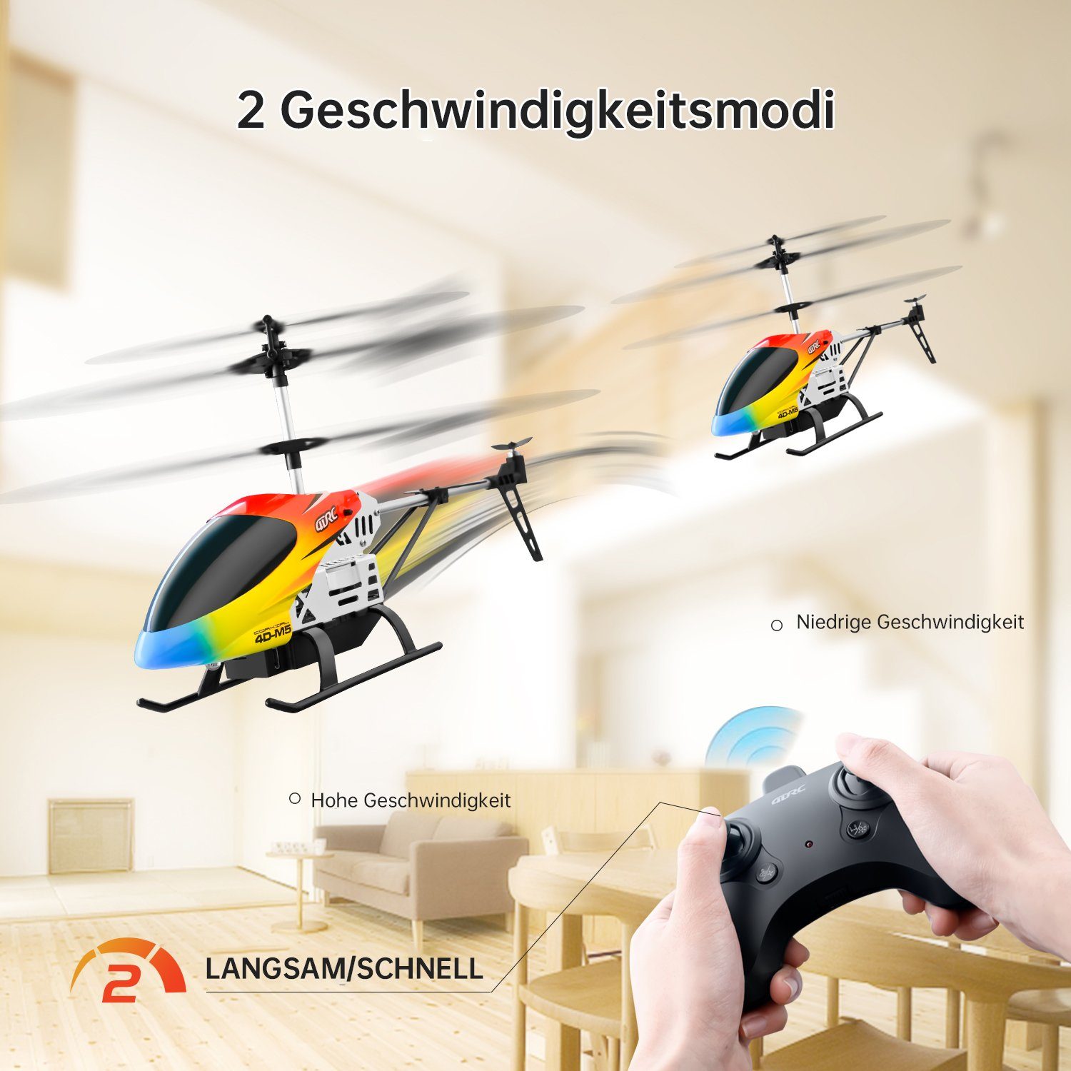 4DRC M5 ferngesteuerter Hubschrauber mit Gyro. Spielzeug-Drohne (2,4 GHz Flugspielzeug mit 3,5 Kanälen, LED-Licht)