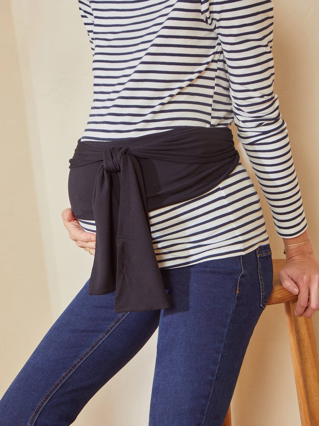 Ceinture maternité en maille à nouer noir