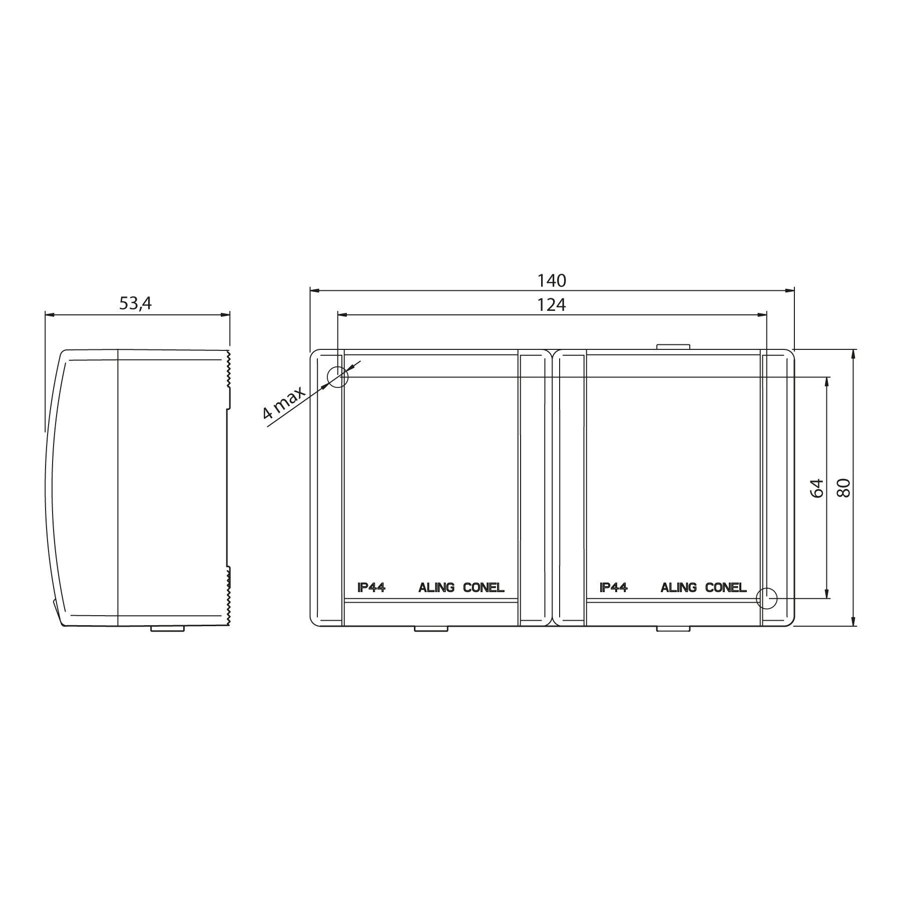 Aling Conel Aufputz-Steckdose 2-fach Aufputz Steckdose mit Klappdeckel IP44 - Grau (10er Set), Packung