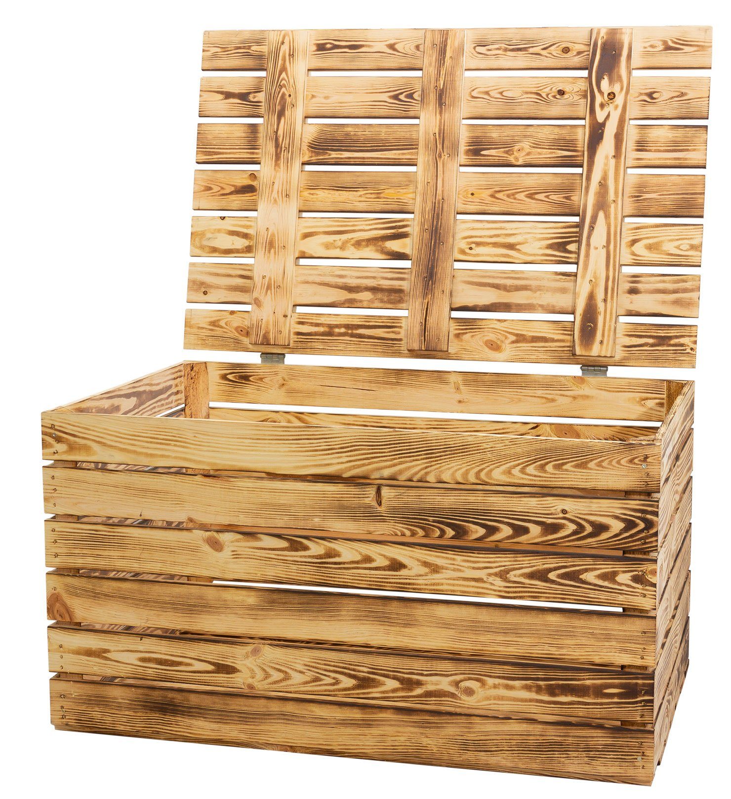 Kistenkolli Altes Land Allzweckkiste Grosse Holztruhe 80er geflammt mit Deckel 80x50x39cm