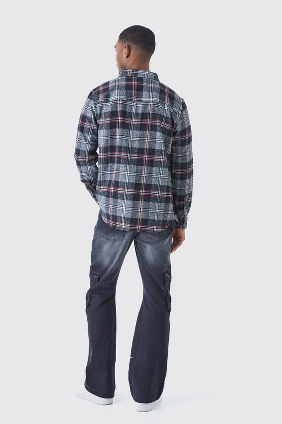 Tall langärmliges kariertes Overshirt