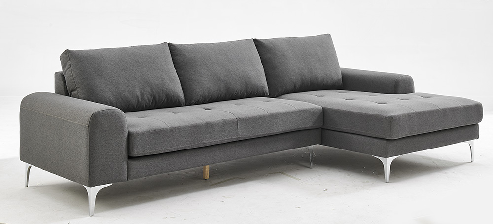 Happy Home Modern Ecksofa mit gepolsterte Kissen grau