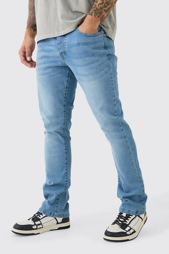 Skinny Stretch Schlagjeans in Hellblau