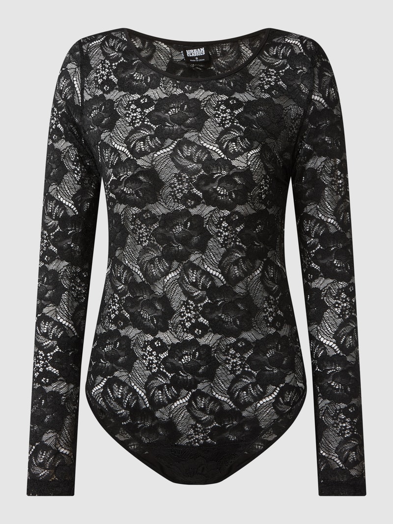Body aus floraler Spitze in schwarz
