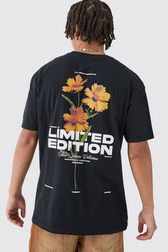Oversize T-Shirt mit floralem Mmxii Print