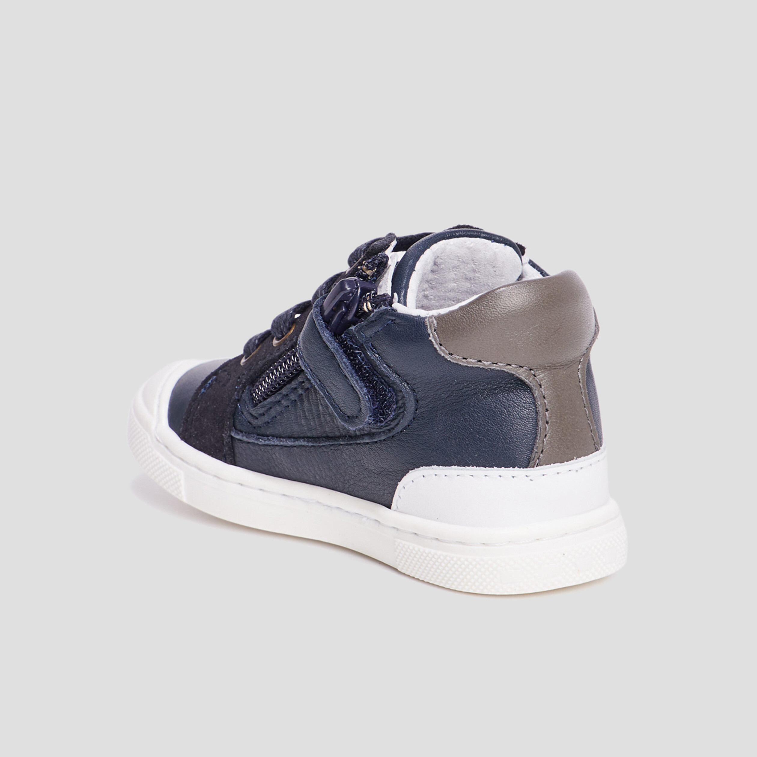 Bottillons zippés en cuir bleu marine bébé garçon | La Halle
