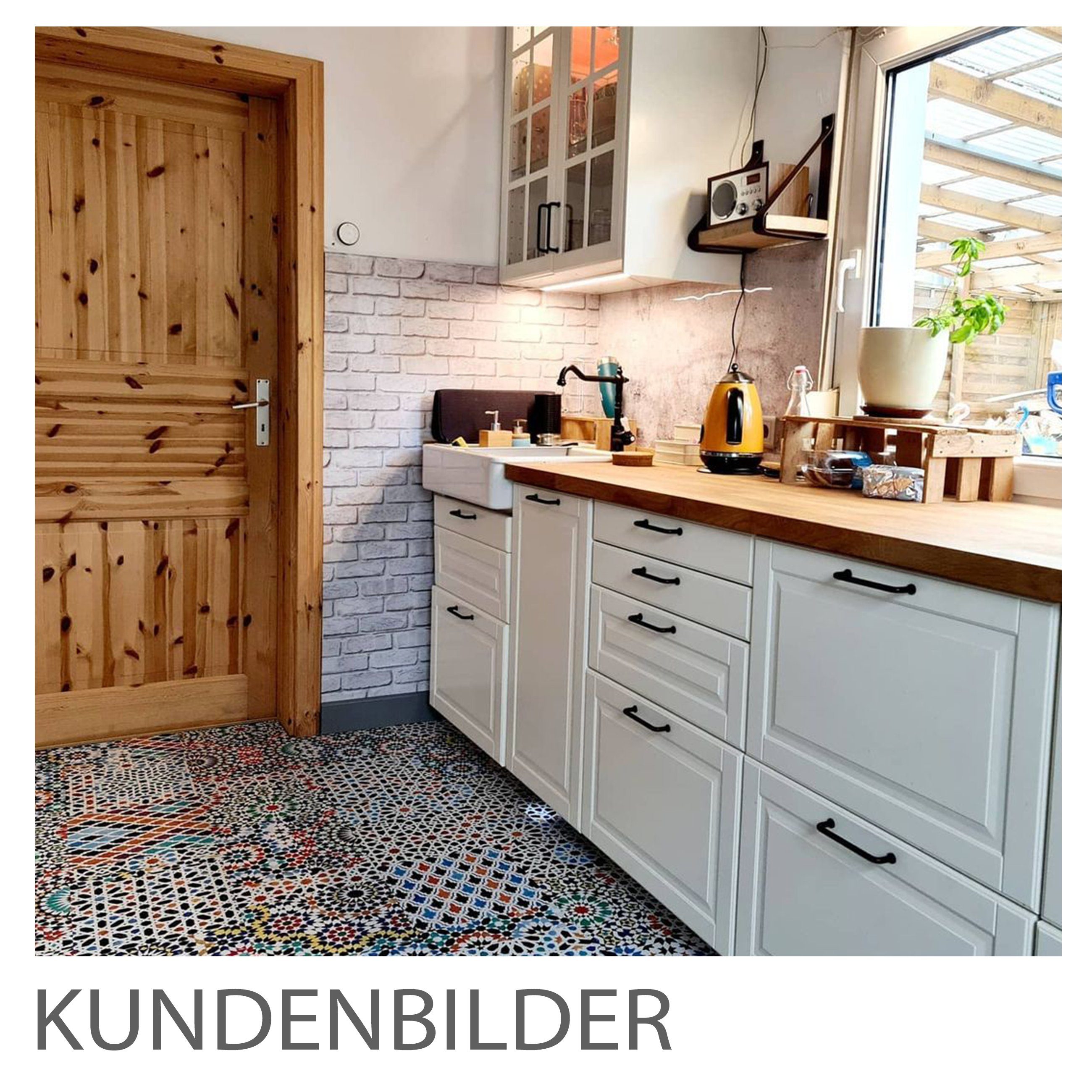 Stickerprofis Küchenrückwand GEKALKTE WAND, (Premium), 1,5mm, selbstklebend, hält auf besonders vielen Öberflächen
