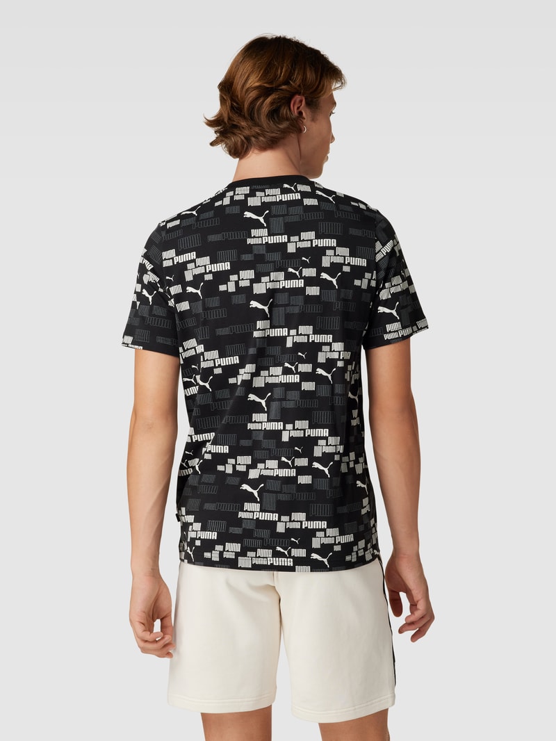 T-Shirt mit Allover-Logo-Print in schwarz