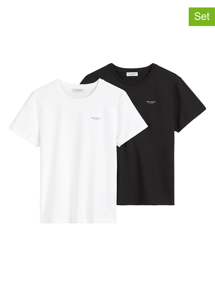 Marc O'Polo 2er Set: Shirts in Weiß/ Schwarz günstig kaufen